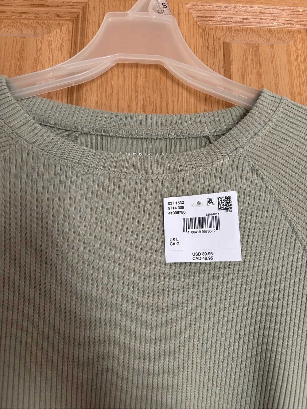 American Eagle Outfitters Sage Ribbed Long Sleeve Top - Picture 5 of 7